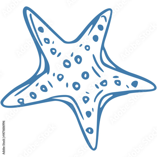 Whimsical coastal starfish hand drawn vector illustrations