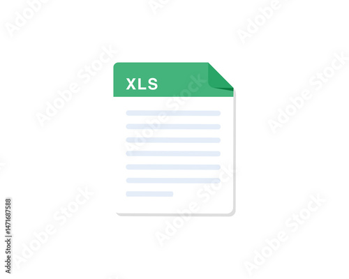 Excel file icon. File format Xls flat icon. File type icon isolated on white background