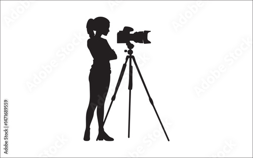 silhouette of a girl. photography, camera, tripod, silhouette, shooting, lens, media, film, studio, capture