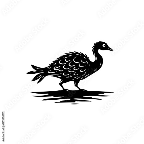 Stylized avian silhouette with detailed plumage, a minimalistic vector illustration