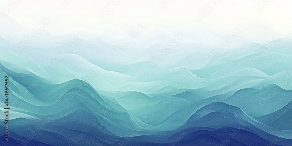 Fototapeta premium Abstract waves in shades of blue transitioning from white to a dark shade of blue