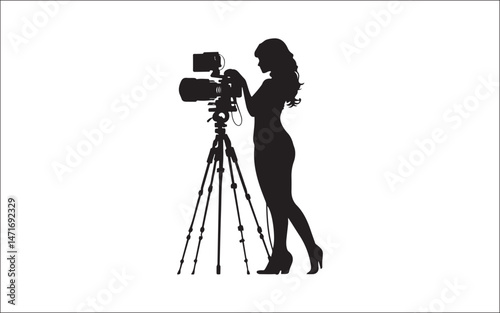 silhouette of a photographer with camera. photography, camera, tripod, silhouette, shooting, lens, media, film, studio, capture