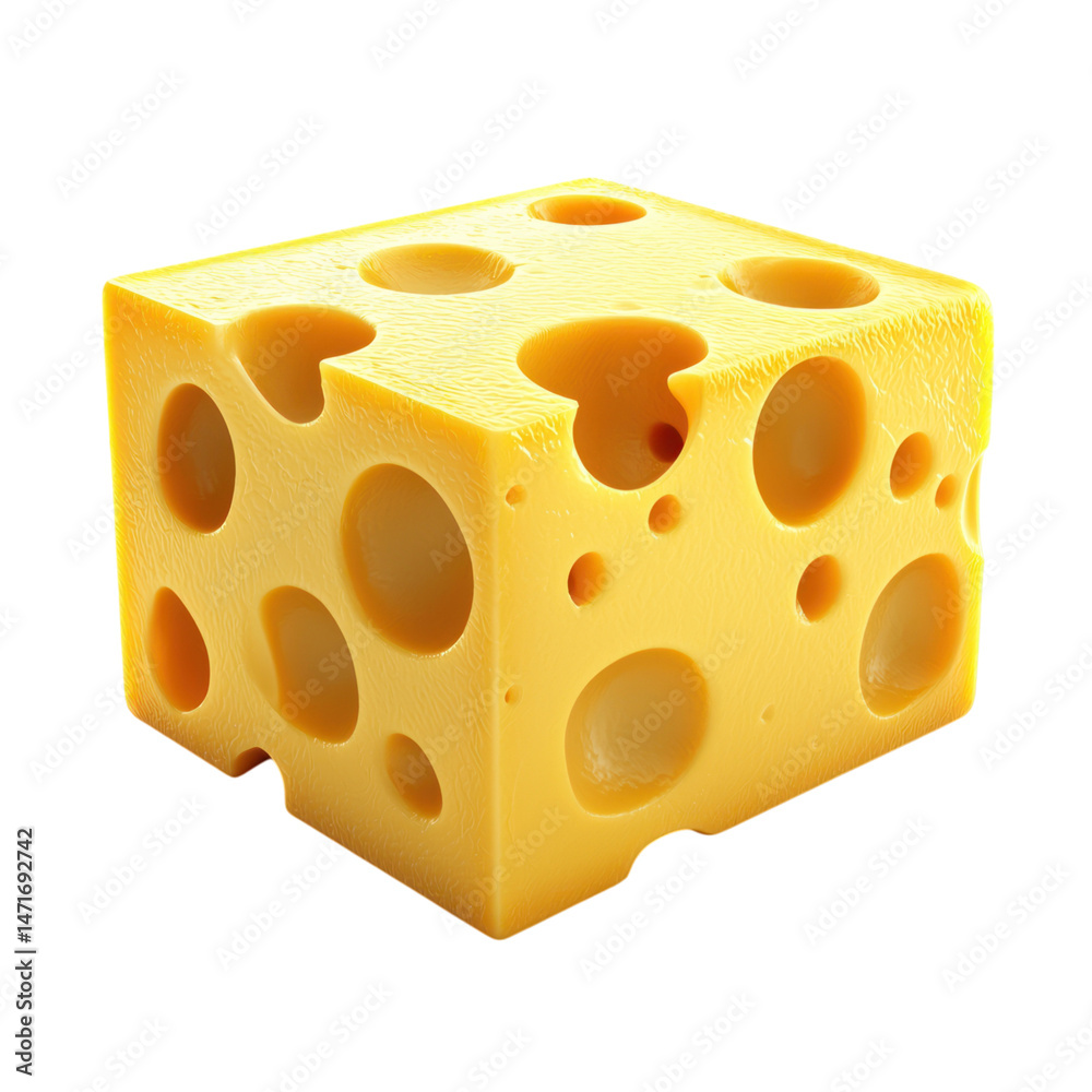 Swiss Cheese Block Isolated Food.