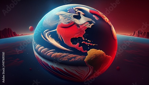 Vista del la tierra desde el espacio con Estados Unidos Y China.