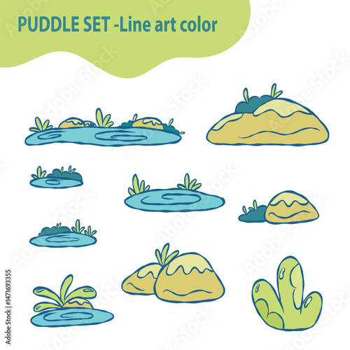 Puddle and Bush set -Outline Color