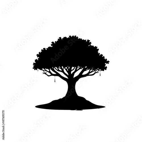 Majestic Banyan Silhouette: A timeless symbol of endurance and growth within nature
