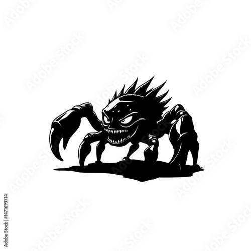 Silhouette depiction of a monstrous crab, revealing its fierce and menacing form