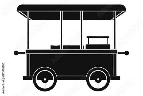 A simple food cart with a black and white design creates a classic look