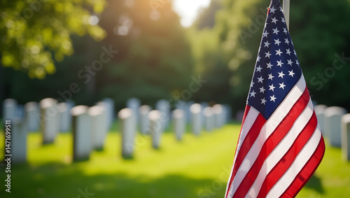 American flag background with copy space. Memorial Day concept