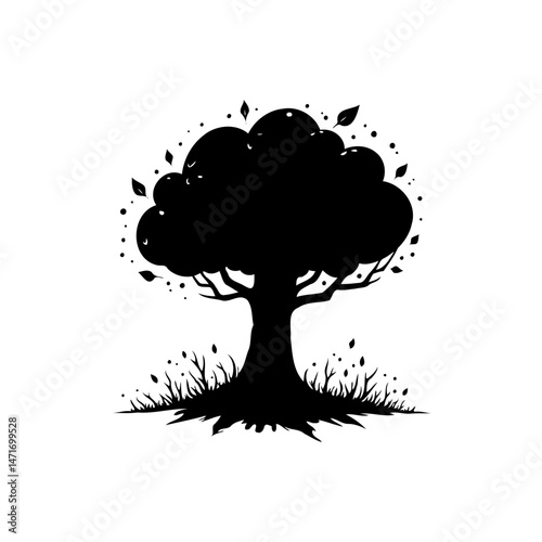 Solitary arboreal silhouette casting shadows across a pristine white canvas