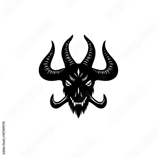 Abstract depiction of a horned demonic creature for dark themed designs