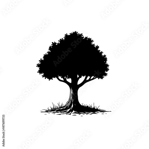 Monochrome arboreal silhouette against a pristine backdrop showcases natures stark beauty