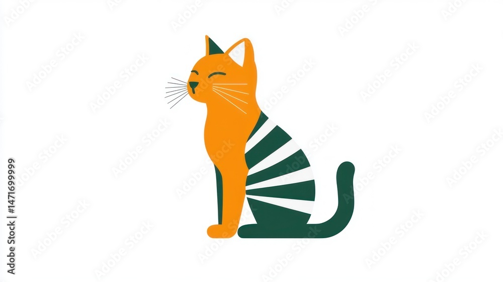 Obraz premium Cute orange and dark green cat