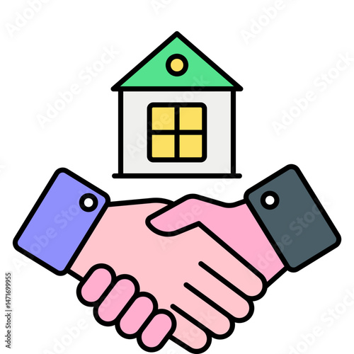 Vector Real Estate and Properties Color Outline Icons and Illustrations Pack