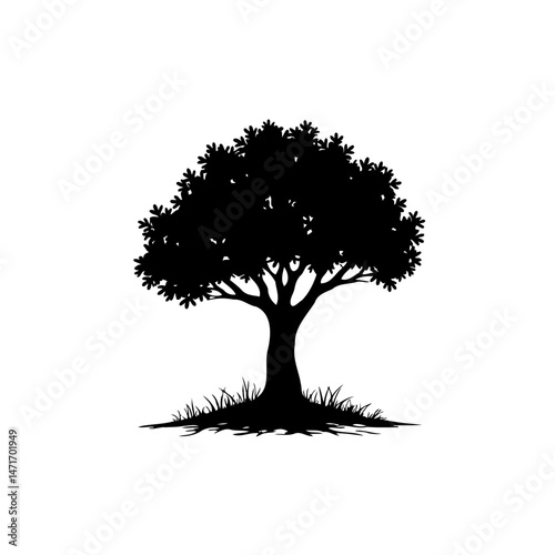 Monochrome arboreal silhouette radiating a grounded and naturalistic aesthetic