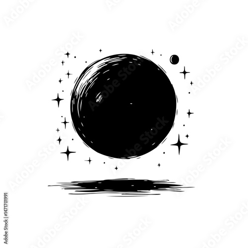 Abstract depiction of a celestial body with stars, evoking cosmic wonder