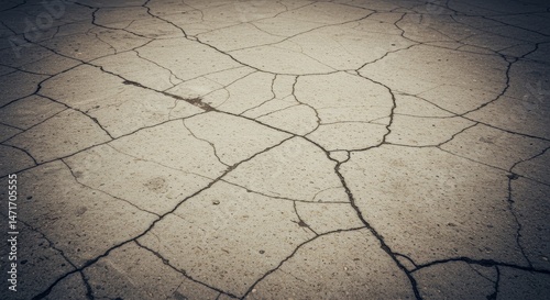 Cracked Asphalt Texture - Close-up view of cracked asphalt pavement, showing a network of fissures and crevices. Ideal for backgrounds and textures