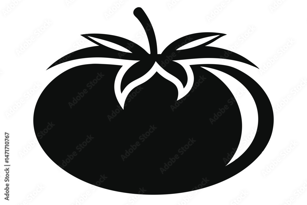 Isolated monochrome tomato icon shows a minimalist and clean style on white background