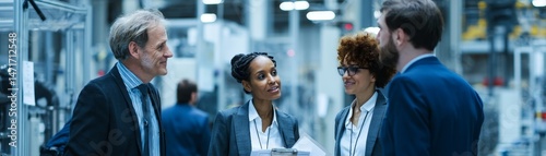 Collaboration at high-tech factory business meeting industrial setting