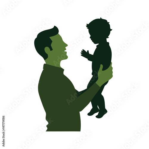 Father Holding Up His Toddler Son