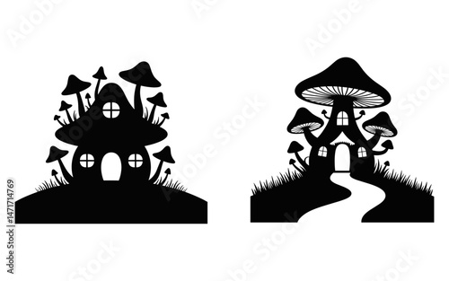 Mushroom vector design, vector illustration,  Mushroom design, silhouette style.
