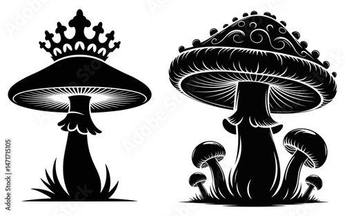 Mushroom vector design, vector illustration,  Mushroom design, silhouette style.
