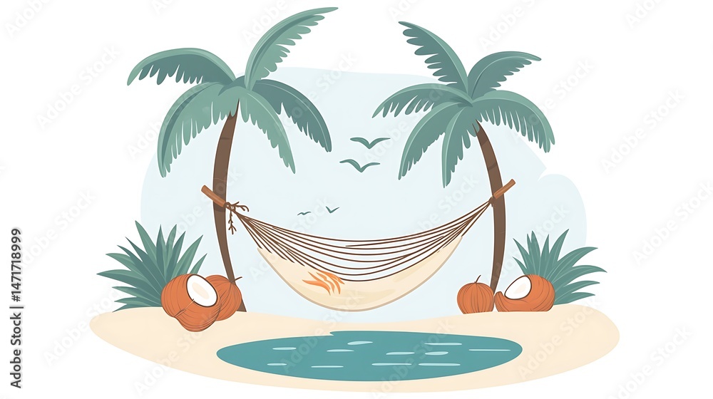 Fototapeta premium Tropical Hammock Beach Relaxation. (1)
