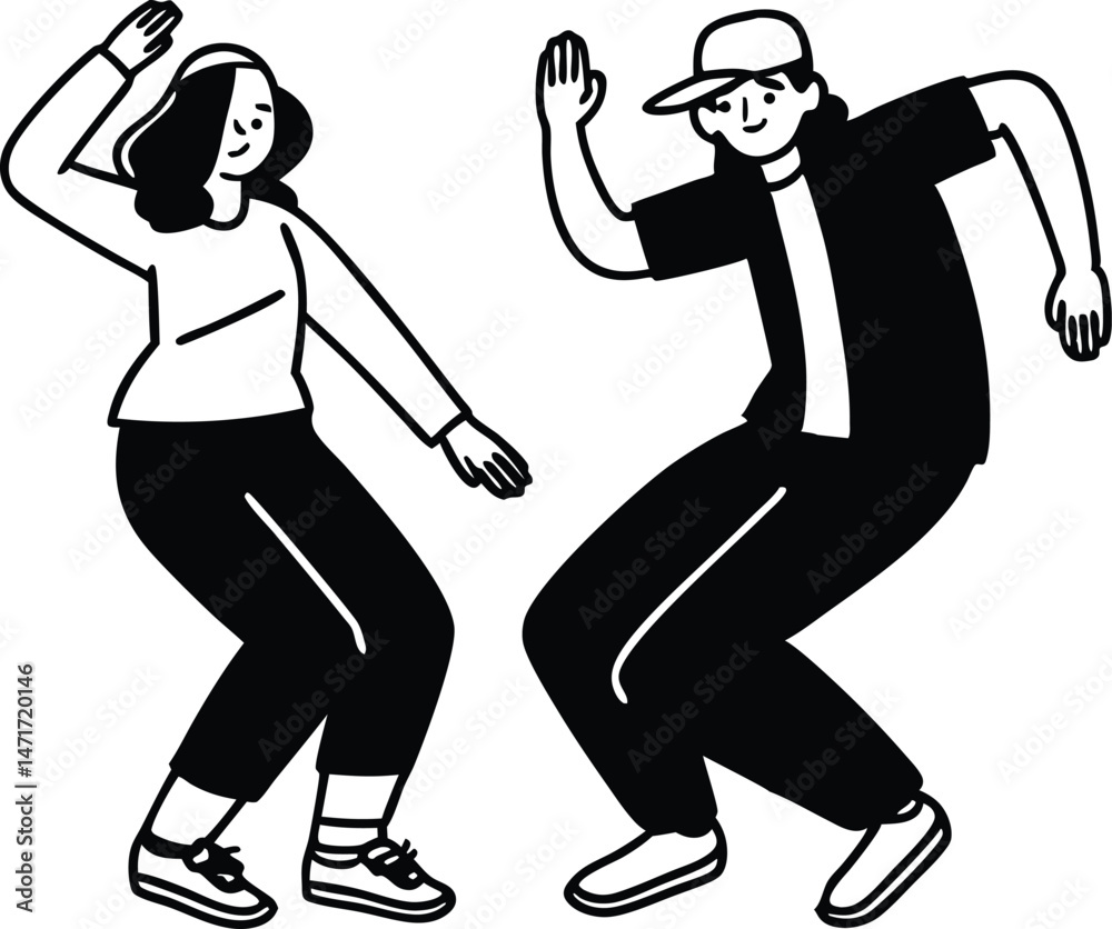 Obraz premium Dancing silhouette vector art illustration