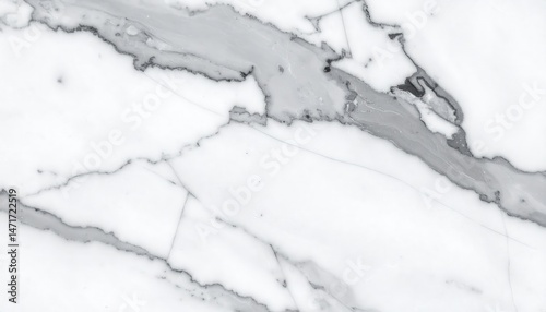 Veins of grey marble swirl across a polished surface, creating an elegant and timeless backdrop for product displays or abstract designs.