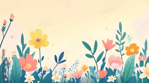 Wallpaper Mural Spring Flowers Meadow Sunrise. Torontodigital.ca