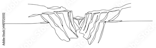 deep canyon gap – natural landscape vector drawing