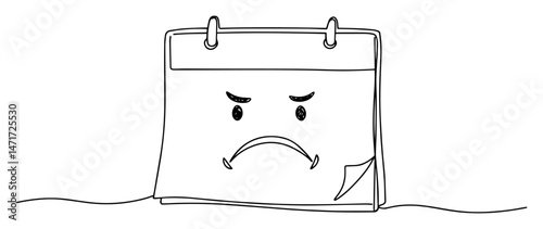 Angry calendar page afloat, missed deadline frustration concept