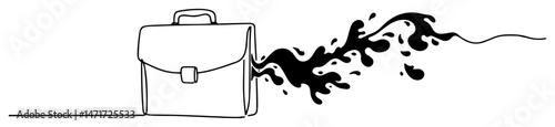 Briefcase leaking dark liquid, corporate scandal concept