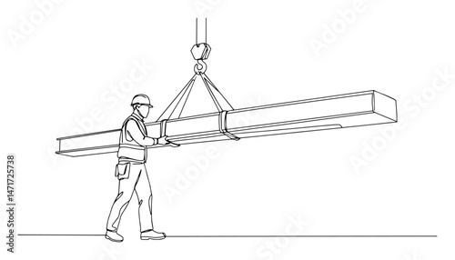 construction worker lifting beam vector