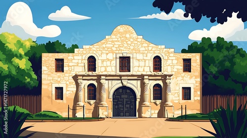 Alamo Mission with Texas Landmark. (3)