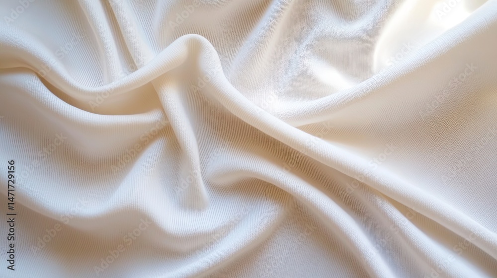 Obraz premium Smooth, flowing cream-colored fabric drapes in elegant folds