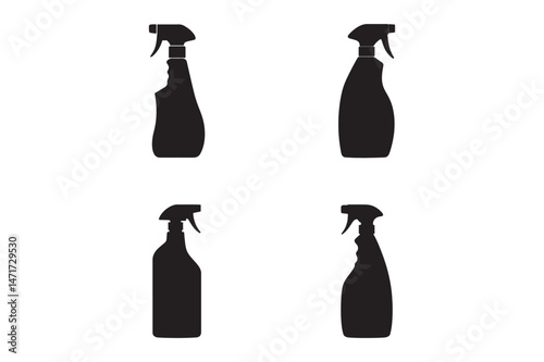 Bold Cleaning Spray Vector Set Logo For Sanitation And Housekeeping Use