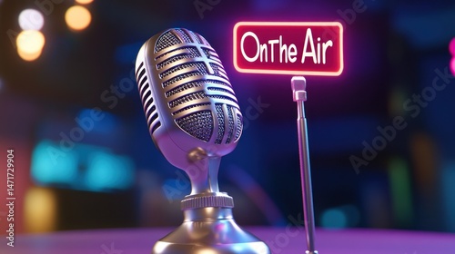 Retro Mic Broadcasting Studio Live Show