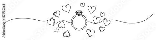 engagement ring with hearts vector