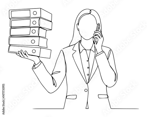 busy businesswoman holding folders vector