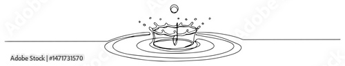 vector of a drop splashing into water with ripple effect in line drawing