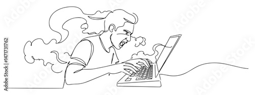 angry man typing on laptop vector