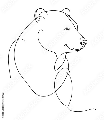 bear portrait in continuous line drawing vector