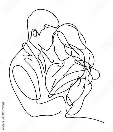 couple in love line art vector