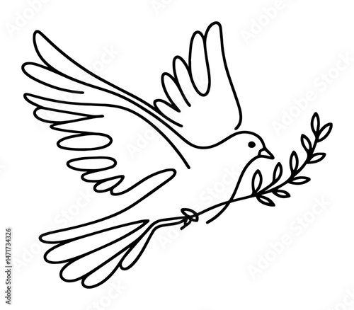 dove with olive branch vector
