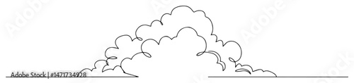 blackandwhite vector of a single fluffy cloud, minimal hand drawn line art illustration
