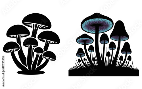 Mushroom vector design, vector illustration,  Mushroom design, silhouette style.
