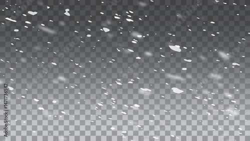 Abstract winter background from snowflakes blown by the wind on a white checkered background. White dust light png.