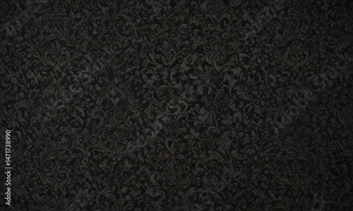 Dark, elegant gothic damask wallpaper  Intricate seamless pattern , luxury, repeat, black