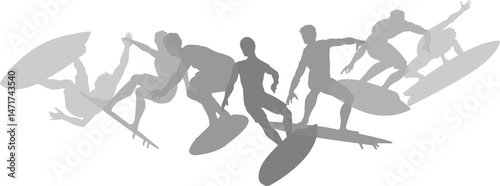 Surfers Surfing on Surf Boa...